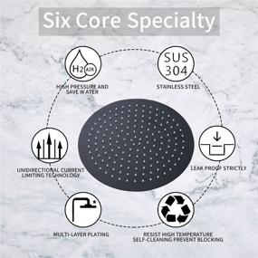 img 2 attached to 🚿 GGStudy 12 Inches Round Rain Shower Head: High Pressure Stainless Steel Ultra Thin Rainfall Bath with Oil Rubbed Bronze Black Finish