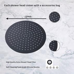 img 1 attached to 🚿 GGStudy 12 Inches Round Rain Shower Head: High Pressure Stainless Steel Ultra Thin Rainfall Bath with Oil Rubbed Bronze Black Finish