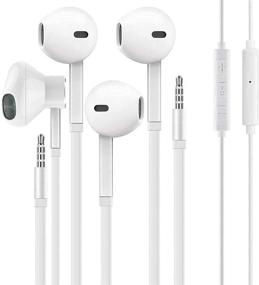 img 4 attached to 🎧 [2 Pack] 3.5mm Wired Earbuds Headphones with Built-in Microphone & Volume Control - Compatible with iPhone, iPad, PC, MP3/4, Android - White