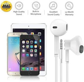 img 3 attached to 🎧 [2 Pack] 3.5mm Wired Earbuds Headphones with Built-in Microphone & Volume Control - Compatible with iPhone, iPad, PC, MP3/4, Android - White