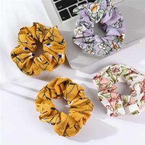 img 1 attached to 🎀 SEVEN STYLE 10-Pack Assorted Chiffon Flower Hair Scrunchies Hair Bow Ponytail Holders for Women - Including Gift Bag. Perfect for Thanksgiving and Christmas Gifts.