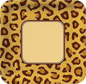 img 3 attached to 8 Count Square Dinner Plates Leopard