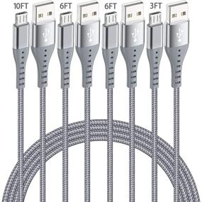 img 4 attached to 🔌 SHSIXIN Micro USB Cable (4-Pack, 10/6/6/3FT) - Long Android Charger Cord for Samsung Galaxy, LG, Kindle, and More