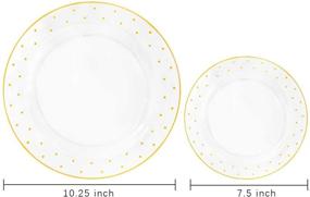 img 3 attached to 🍽️ Premium Gold Plastic Plates for Wedding Party - 102pcs Crystal Clear with Dot Design - Disposable Dinner & Dessert Plates - Includes 51x 10.25inch Dinner Plates & 51x 7.5inch Salad/Dessert Plates