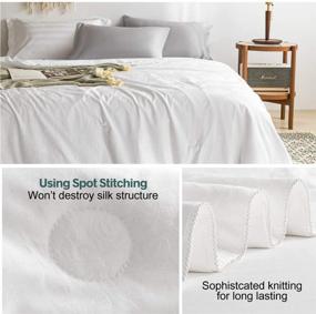 img 2 attached to 🛏️ Simple&amp;Opulence 100% Long-Strand Silk Filling Duvet Insert: Queen Size, Mulberry Silk Weight: 2.20 LBS, Breathable Jacquard Comforter for Spring/Summer/Fall, Premium Bedding in Creme