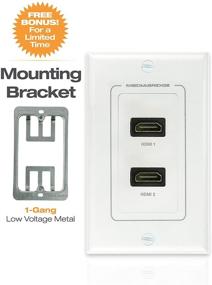 img 1 attached to 🔌 Mediabridge HDMI Wall Plate (2 Port) - Supports 4K, 3D, ARC - Limited Time Offer: Free Metal Mounting Bracket! Get Your 2-Piece Inset Wall Plate for 2 HDMI (Part# WP1-HDMIX2) Now!