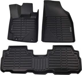 img 4 attached to 🚗 Premium All-Weather Floor Mat Liners for Toyota Highlander 2007-2013 - Custom Fit, Front and Rear Seat, 3pc, Black