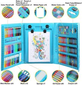 img 3 attached to 🎨 208-частный идеальный набор для искусства: полный набор для творческих детей - идеальные наборы для рисования и раскрашивания для мальчиков и девочек - отличный подарок для детей от 4 до 9 лет+