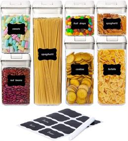 img 4 attached to 🍱 Airtight Food Storage Containers Set for Kitchen Pantry Organization and Storage - 7 Pieces with Easy Lock Lids, BPA Free