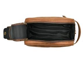 img 3 attached to Travel in Style with our Premium Leather Toiletry Pouch: 10-Inch & Waterproof, Vintage Dopp Kit by Aaron Leather Goods!