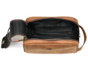 img 2 attached to Travel in Style with our Premium Leather Toiletry Pouch: 10-Inch & Waterproof, Vintage Dopp Kit by Aaron Leather Goods!