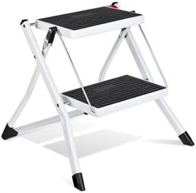 img 4 attached to Delxo 2 Step Stool Stepladders: Lightweight and Foldable Steel Ladder with Anti-Slip Pedal and Handgrip for Adults and Kids - 250lbs Capacity