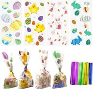 🍪 120-pack easter cookie bags | treat bags with ties | cellophane bags for cookies, candy | easter party supplies logo