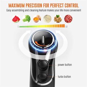 img 3 attached to 🔪 KOIOS Immersion Hand Blender: 4-in-1 Electric Multifunctional Stick Blender with 12 Variable Speeds, Turbo Mode, 304 Stainless Steel Blade, BPA-Free Food Processor Container, Egg Whisk, Beaker Attachments