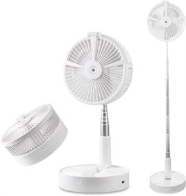 img 4 attached to 🌬️ YOUDirect Portable Misting Fan: Telescopic USB Rechargeable Desk Fan with Lights - 4 Speeds, Adjustable Height, and Travel-friendly Cooling with Humidifier