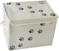 🐱 feline ruff large dog toys storage box: spacious 16"x12" pet toy storage basket with lid - ideal canvas bin for cat toys & accessories (tan) логотип