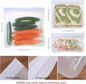 img 3 attached to 👜 SPLF 12 Pack Dishwasher Safe Reusable Storage Bags: Silicone and Plastic Free, BPA Free, Leakproof Lunch Bags for Food Storage