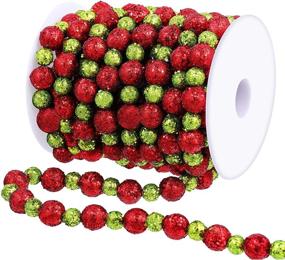 img 4 attached to 🎄 WILLBOND 16ft Christmas Bead Garland: Sparkling Red and Green Glitter Beaded Garland for Valentines, Weddings, Clothing & DIY Decoration