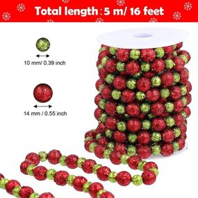 img 3 attached to 🎄 WILLBOND 16ft Christmas Bead Garland: Sparkling Red and Green Glitter Beaded Garland for Valentines, Weddings, Clothing & DIY Decoration