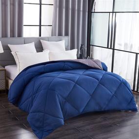img 4 attached to 🛏️ Gehannah All Season Comforter Queen Blue Down Alternative Quilted Comforter: Sleep Better with Comfortable Bedding, Winter Warmth, and Breathability - 88x88 inches