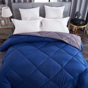 img 2 attached to 🛏️ Gehannah All Season Comforter Queen Blue Down Alternative Quilted Comforter: Sleep Better with Comfortable Bedding, Winter Warmth, and Breathability - 88x88 inches