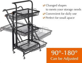 img 3 attached to 🛒 Versatile and Mobile 3 Tier Rolling Cart - A Storage essential for Kitchen, Bar, and Bathroom, with Adjustable Design and Convenient Wheels for Craft, File, Book, Makeup, Groceries, and More!