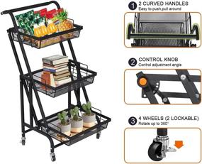 img 1 attached to 🛒 Versatile and Mobile 3 Tier Rolling Cart - A Storage essential for Kitchen, Bar, and Bathroom, with Adjustable Design and Convenient Wheels for Craft, File, Book, Makeup, Groceries, and More!