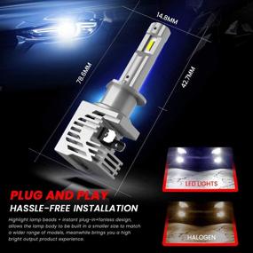 img 1 attached to 💡 Fanless H1 LED Headlight Bulb - Car Work Box, Wireless All-in-One Conversion Kit | 10000LM 6500K Xenon White, CSP Chips