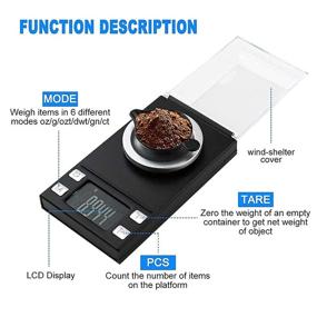 img 2 attached to 🔍 UNIWEIGH Milligram Scale 50g/0.001g for Powder Medicine, Jewelry, Gem, Reloading - High Precision Mini Carat Gram Scale with Cal Weight, Tare, LCD Display