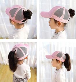 img 3 attached to 🧢 Stylish Glitter Mesh Baseball Caps for Girls - Perfect for Messy Buns and Ponytails!