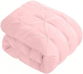 img 3 attached to 🛏️ Elegant and Cozy EVOLIVE Pinch Pleat Pink Comforter Set with Pompom – 4pc Full/Queen Size