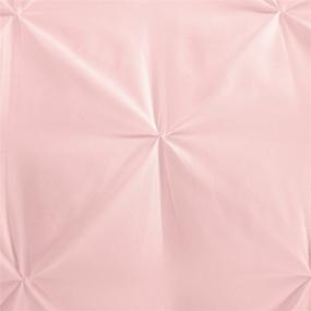 img 2 attached to 🛏️ Elegant and Cozy EVOLIVE Pinch Pleat Pink Comforter Set with Pompom – 4pc Full/Queen Size