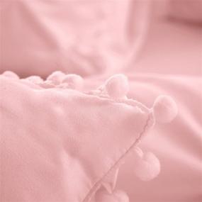 img 1 attached to 🛏️ Elegant and Cozy EVOLIVE Pinch Pleat Pink Comforter Set with Pompom – 4pc Full/Queen Size