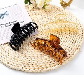 img 3 attached to 🍌 LANMANUO Large Claw Hair Clips: 4.3inch Banana Clips for Women - 3PCS Set, Strong Hold Jumbo Clips for Thick Hair - Hair Styling Accessories for Girls