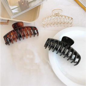 img 1 attached to 🍌 LANMANUO Large Claw Hair Clips: 4.3inch Banana Clips for Women - 3PCS Set, Strong Hold Jumbo Clips for Thick Hair - Hair Styling Accessories for Girls