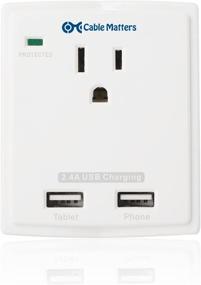 img 3 attached to 💡 Cable Matters Single-Outlet Wall Mount Surge Protector with Dual Port USB Charging - 2.4 Amp