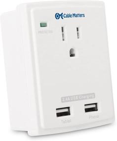 img 2 attached to 💡 Cable Matters Single-Outlet Wall Mount Surge Protector with Dual Port USB Charging - 2.4 Amp