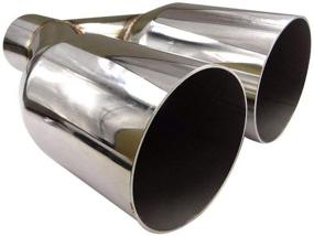 img 2 attached to 🐎 BLACKHORSE-RACING Universal Dual Exhaust Tip: Straight Cut 2.5" Inlet, 3.5" Outlet, 10.5" Length, Stainless Steel Silver Tailpipe