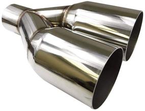 img 3 attached to 🐎 BLACKHORSE-RACING Universal Dual Exhaust Tip: Straight Cut 2.5" Inlet, 3.5" Outlet, 10.5" Length, Stainless Steel Silver Tailpipe