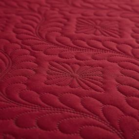 img 1 attached to 🛏️ Full/Queen Dark Red Quilt Set - Lightweight Reversible Bedspread with Embossing Pattern - Microfiber Soft Coverlet Bedding for All Season - Includes 1 Quilt and 2 Pillow Shams