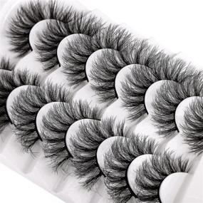 img 2 attached to 🐱 Calphdiar Fluffy Faux Mink Lashes: 7 Pairs of Wispy Cat Eye Eyelashes for Soft and Voluminous Look