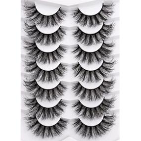 img 4 attached to 🐱 Calphdiar Fluffy Faux Mink Lashes: 7 Pairs of Wispy Cat Eye Eyelashes for Soft and Voluminous Look