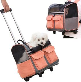 img 4 attached to 🐾 Convenient and Versatile Pettom Pet Rolling Carrier Backpack: Dog Wheel Around Cat Luggage Bag for Effortless Pet Travel