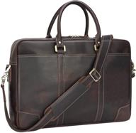 👜 premium full grain leather laptop office briefcase messenger bag for men - fits up to 17-inch laptop logo