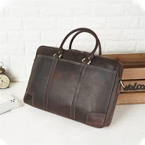 img 2 attached to 👜 Premium Full Grain Leather Laptop Office Briefcase Messenger Bag for Men - Fits up to 17-inch Laptop