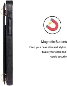 img 1 attached to 📱 JOYAKI Slim Wallet Case for iPhone 12 Pro/12 - Black, with Card Holder and Screen Protective Glass