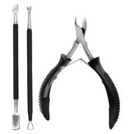 💅 professional cuticle nipper set with pusher & scraper - stainless steel, anti-slip handle - 3pcs logo
