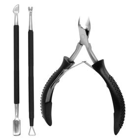 img 4 attached to 💅 Professional Cuticle Nipper Set with Pusher & Scraper - Stainless Steel, Anti-slip Handle - 3PCS