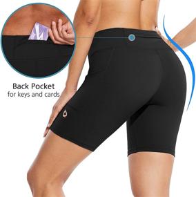 img 3 attached to 🩳 BALEAF Women's 7" Long Compression Running Shorts: High Waisted Yoga Biker Shorts with 3 Convenient Pockets