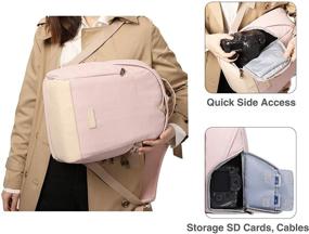img 3 attached to 🎒 BAGSMART Camera Backpack, Canvas DSLR SLR Camera Bag with Laptop Compartment, Water Resistant & Rain Cover, Tripod Holder, for Men and Women - Pink